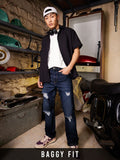 Solids: Distressed Blue (Baggy Fit) Men Baggy Fit Jeans