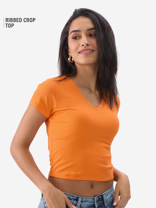 Essential Solids: Blazing Orange Women Knit Tops