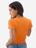 Essential Solids: Blazing Orange Women Knit Tops