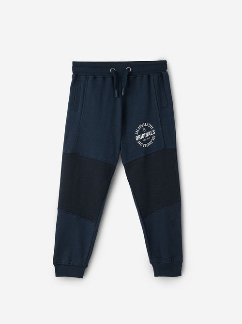 Solids: Navy Boys Cotton Joggers (2-8 Yrs)