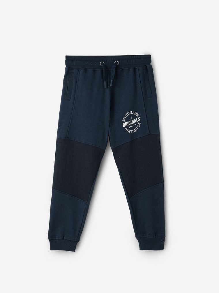 Solids: Navy Boys Cotton Joggers (2-8 Yrs)