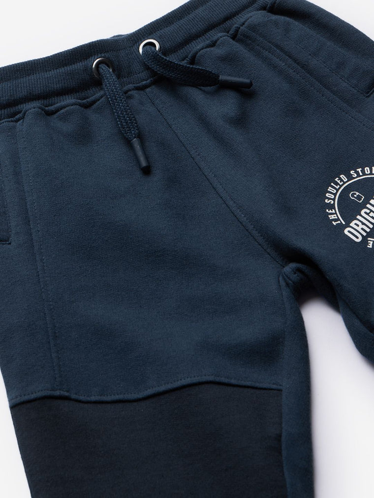 Solids: Navy Boys Cotton Joggers (2-8 Yrs)