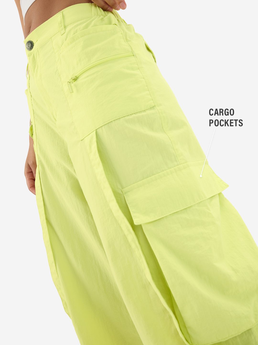 Parachute Pants: Lime Women Straight Pants