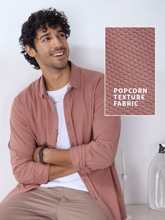 Textured Shirt: Quartz Brown Knit Shirts