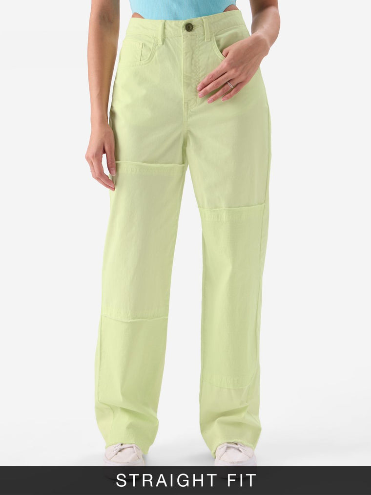 Solids: Misty Green Women Straight Pants