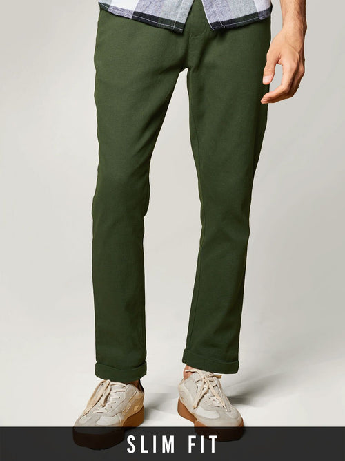 Solids: Dark Olive Textured Pants