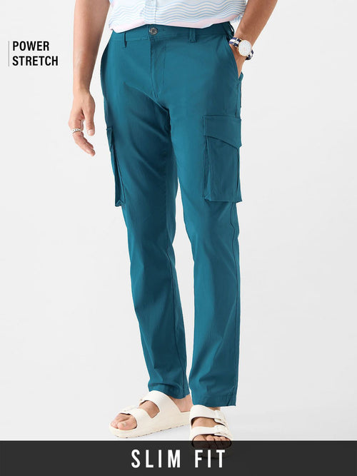 Power Stretch Cargo Pants: Steel Blue Men Cargo Pants