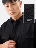 Solids: Charcoal Black Men Textured Shirts