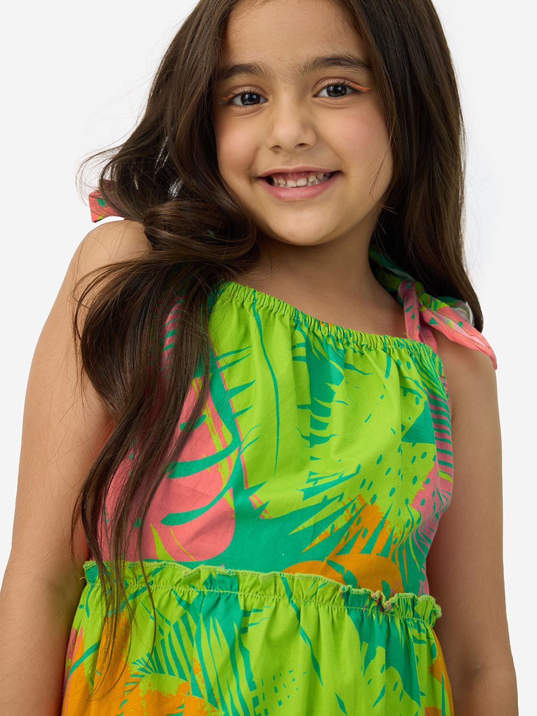 TSS Originals: Hawaiian Leaves Girls Cotton Dresses (2-8 Yrs)