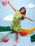 TSS Originals: Hawaiian Leaves Girls Cotton Dresses (2-8 Yrs)