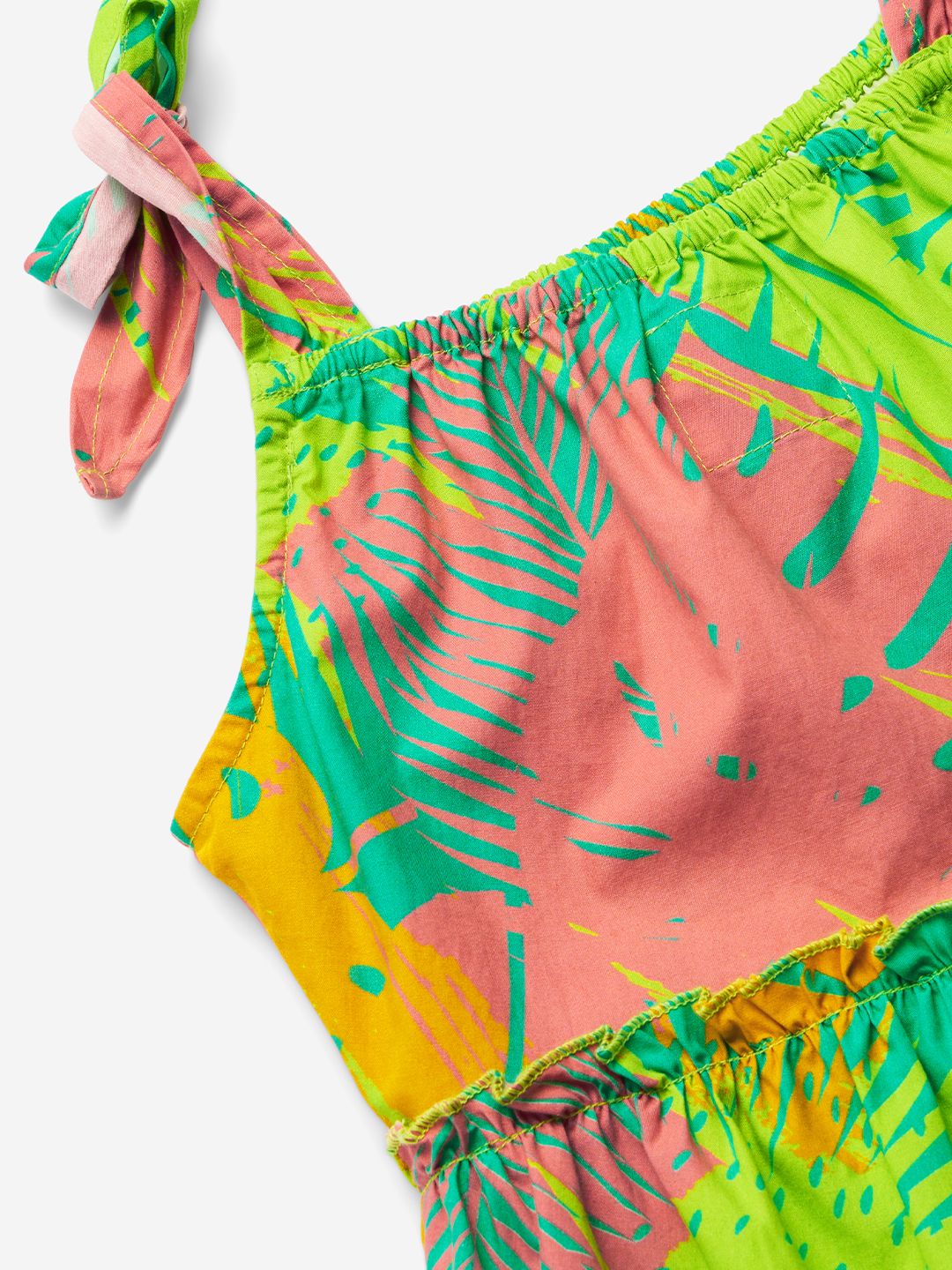 TSS Originals: Hawaiian Leaves Girls Cotton Dresses (2-8 Yrs)