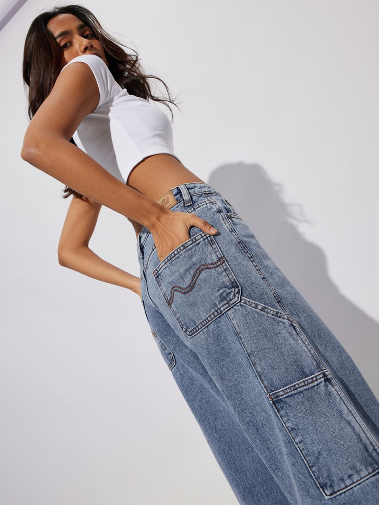 Baggy-Fit Denim: Stellar Blue Women Baggy Denims