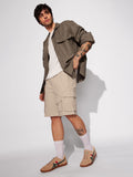 Solids: Beige Men Cargo Shorts