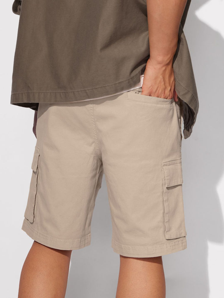 Solids: Beige Men Cargo Shorts
