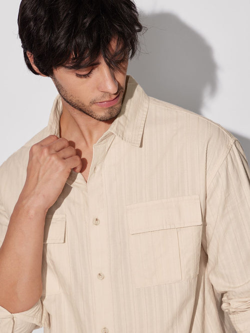 Solids: Rich Cream Men Utility Shirts