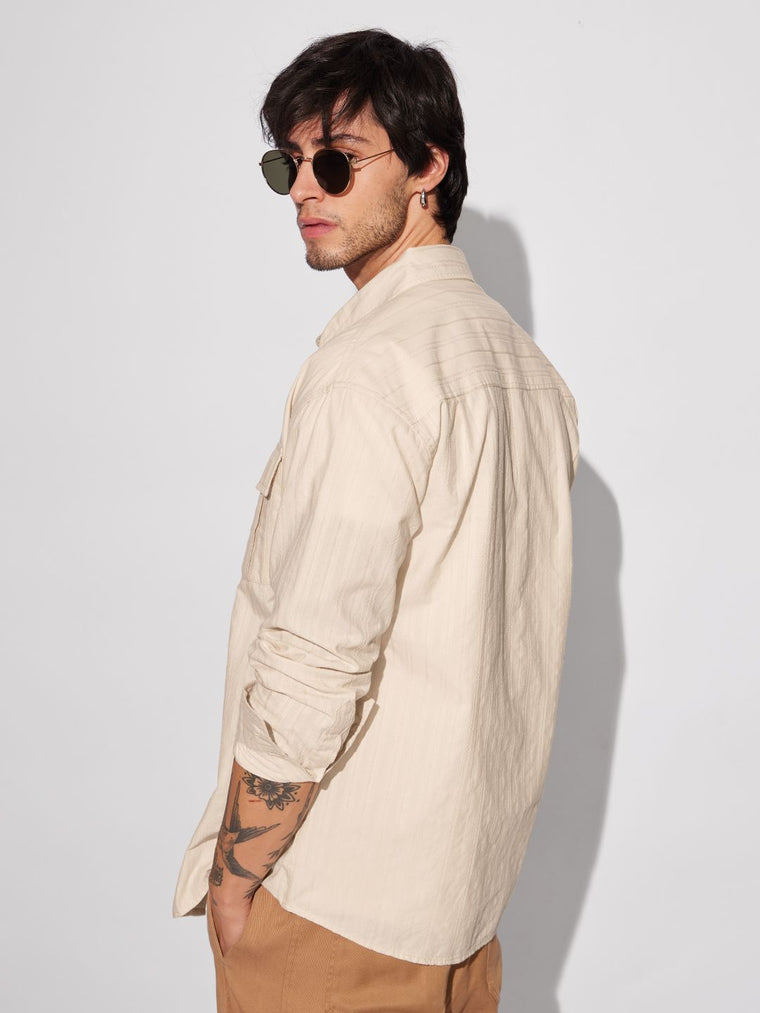 Solids: Rich Cream Men Utility Shirts
