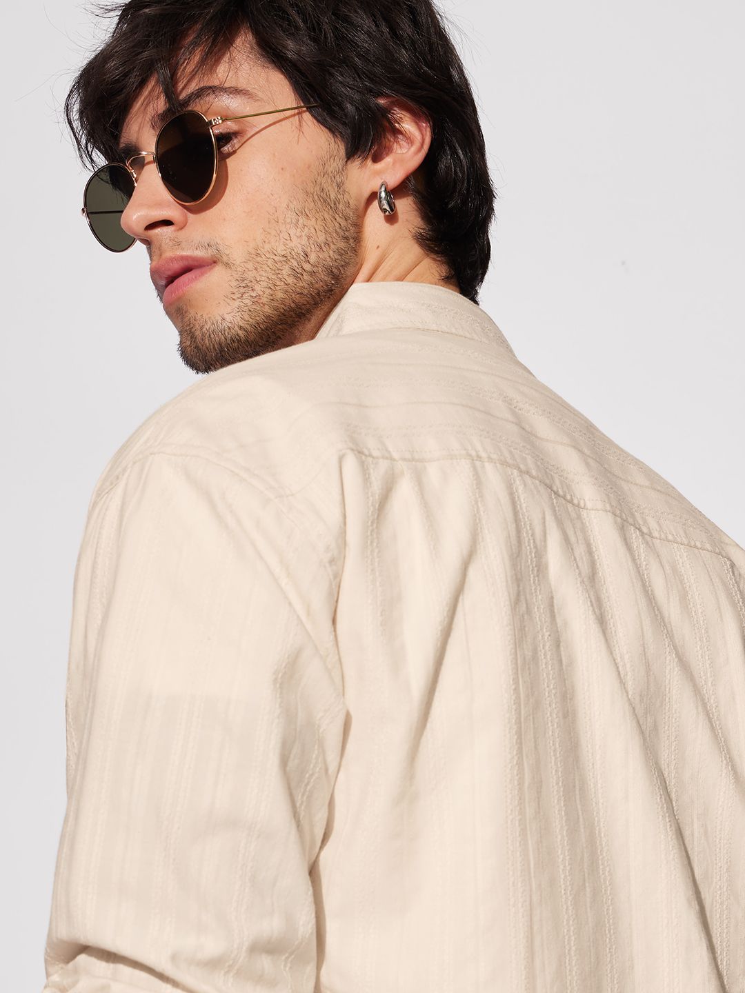 Solids: Rich Cream Men Utility Shirts