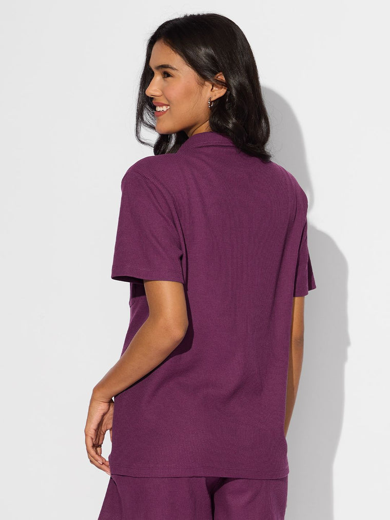 Textured Shirt: Spiced Plum (Solids) Women Oversized Shirts