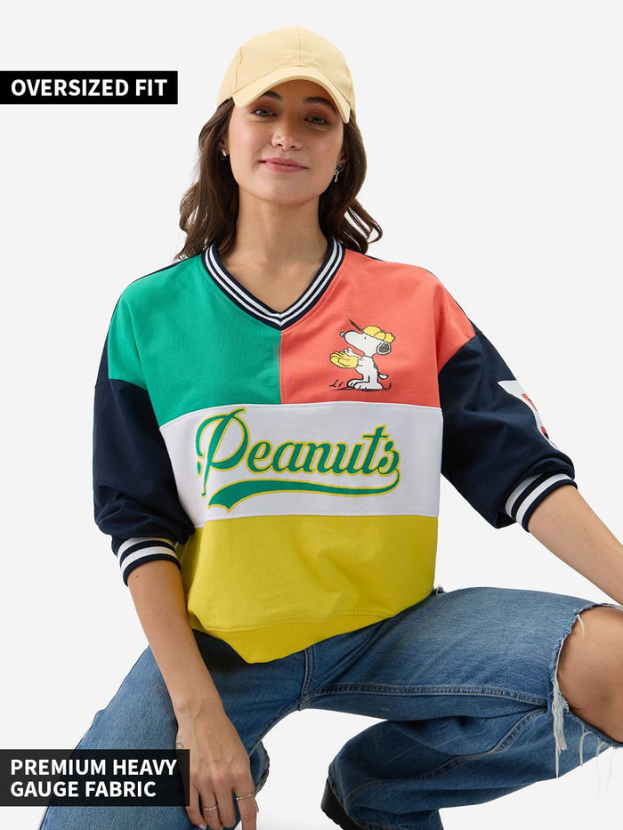 Peanuts: Baseball Women Oversized Sweatshirts