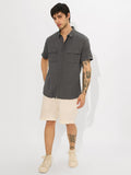 Solids: Grey Men Textured Shirts