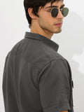 Solids: Grey Men Textured Shirts