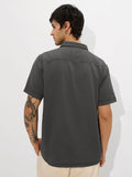 Solids: Grey Men Textured Shirts
