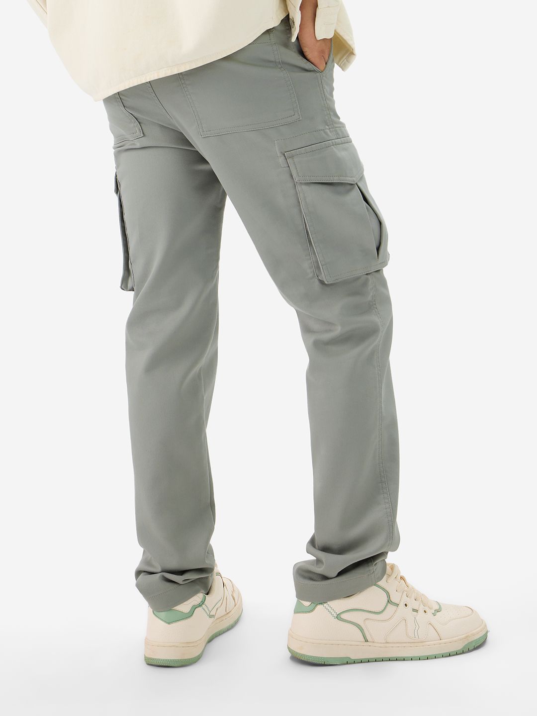 Solids: Ice Grey Men Cargo Pants
