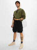 Solids: Black Men Cargo Shorts