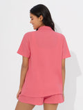 Textured Shirt: Coral (Solids) Women Oversized Shirts