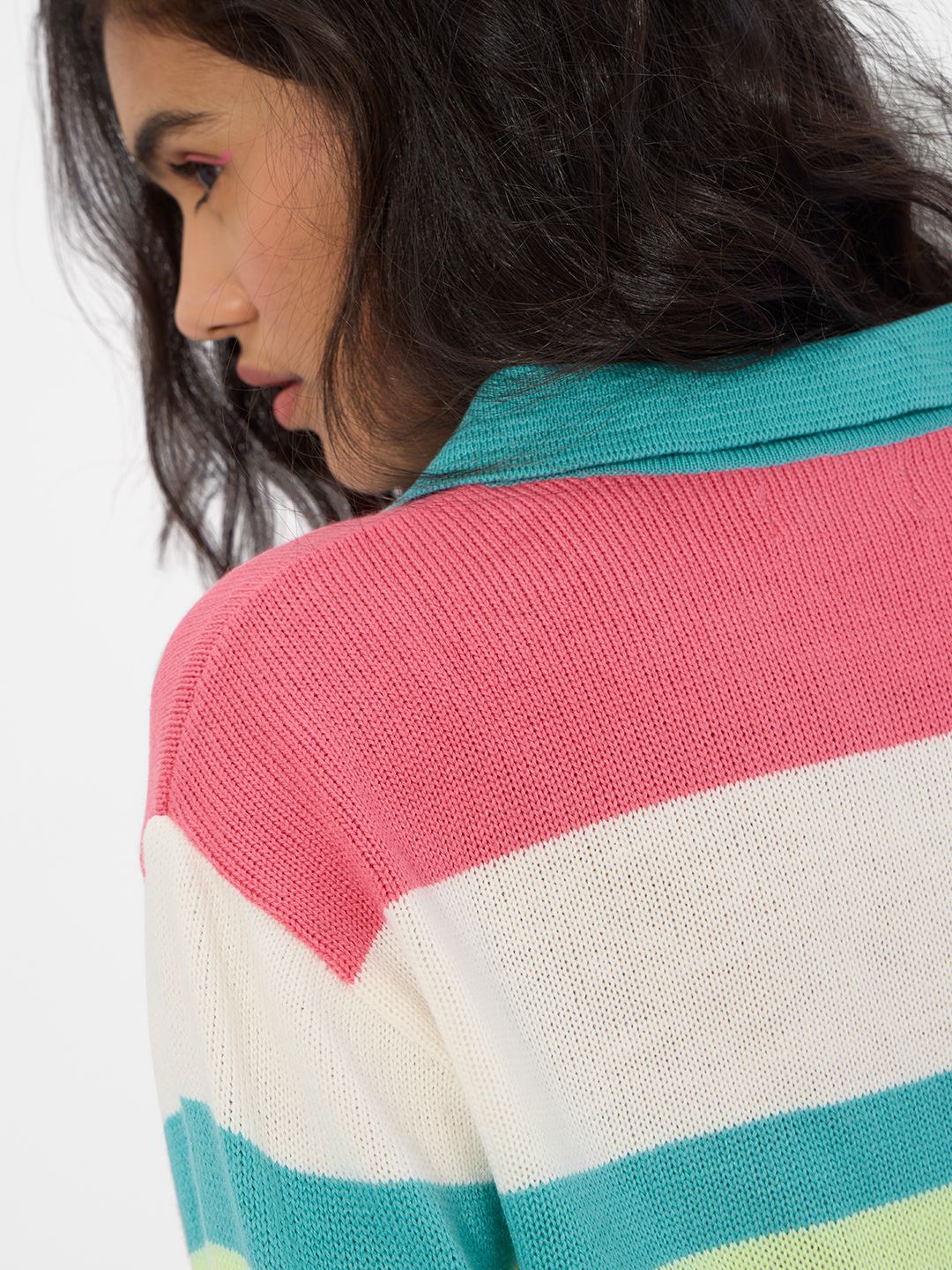 Knitted Polo Sweater: Lemonade Women Cropped Sweaters