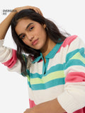 Knitted Polo Sweater: Lemonade Women Cropped Sweaters