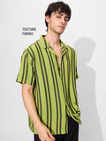 Stripes: Lime Men Textured Shirts