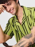 Stripes: Lime Men Textured Shirts