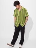 Stripes: Lime Men Textured Shirts