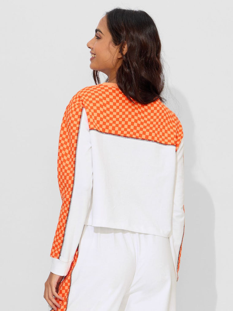 TSS Originals: Orange Racer Women Oversized Cropped T-Shirts