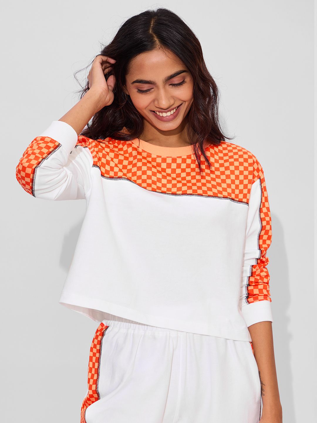 TSS Originals: Orange Racer Women Oversized Cropped T-Shirts