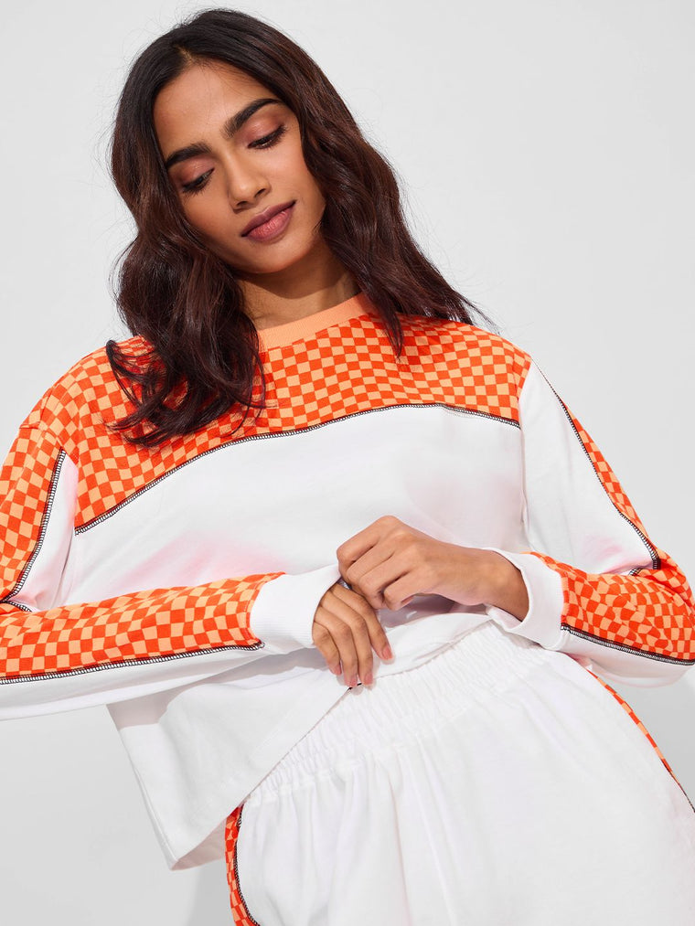 TSS Originals: Orange Racer Women Oversized Cropped T-Shirts