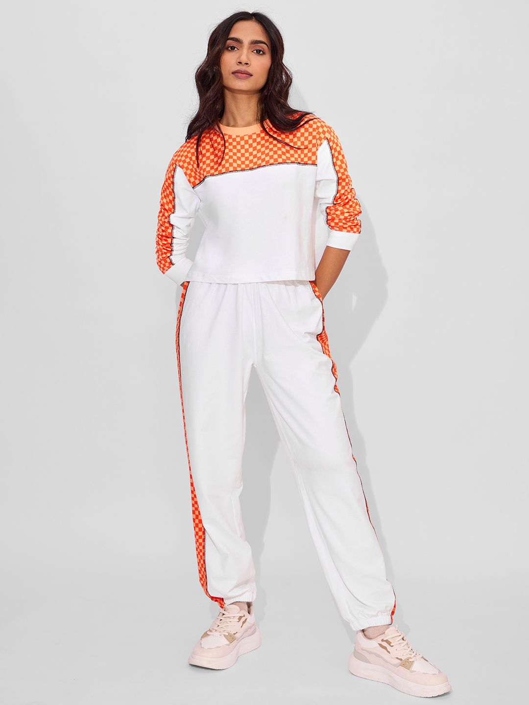 TSS Originals: Orange Racer Women Oversized Cropped T-Shirts