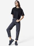 Street Solids: Black Women Oversized Cropped T-Shirts