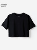 Street Solids: Black Women Oversized Cropped T-Shirts