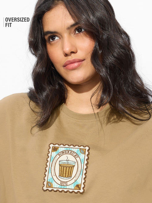 TSS Originals: Chai Tea Stamp Women Oversized T-Shirts