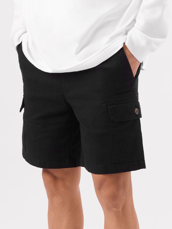 Solids: Deep Black Men Cargo Shorts