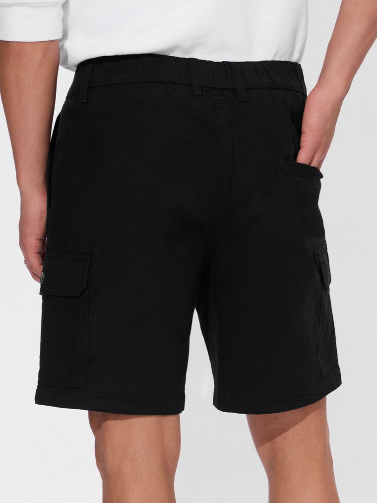 Solids: Deep Black Men Cargo Shorts