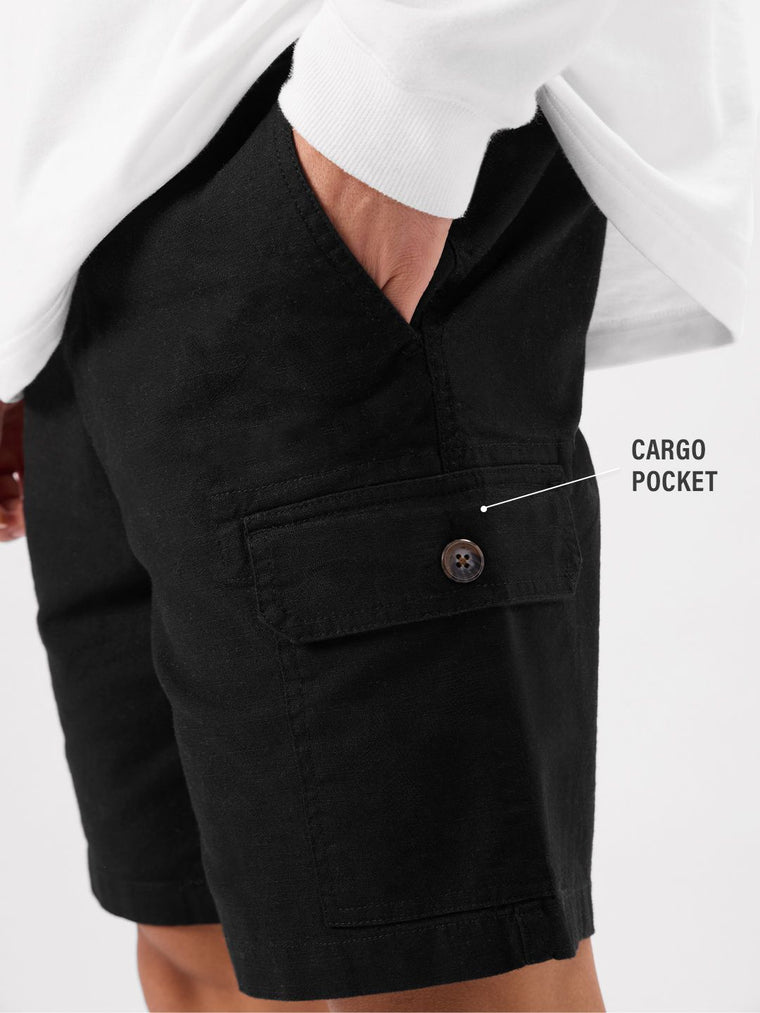 Solids: Deep Black Men Cargo Shorts