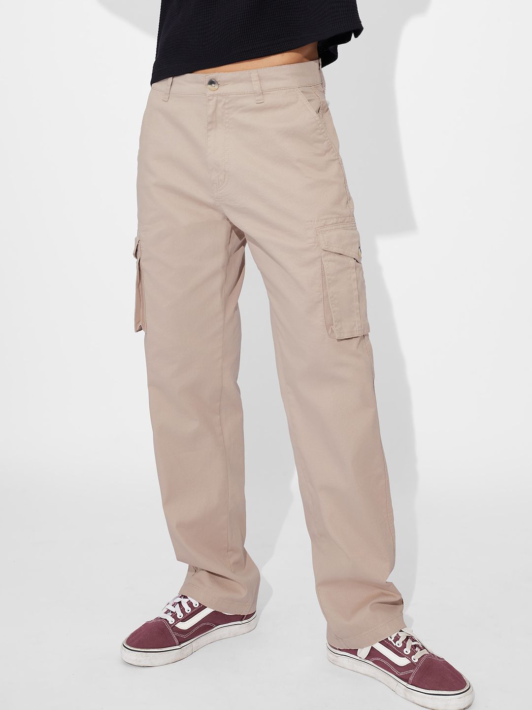 Solids: Sandy Brown Men Cargo Pants