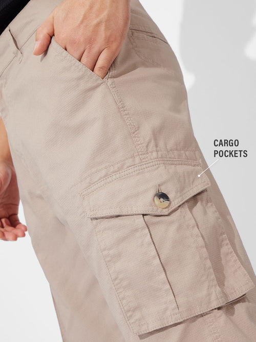 Solids: Sandy Brown Men Cargo Pants