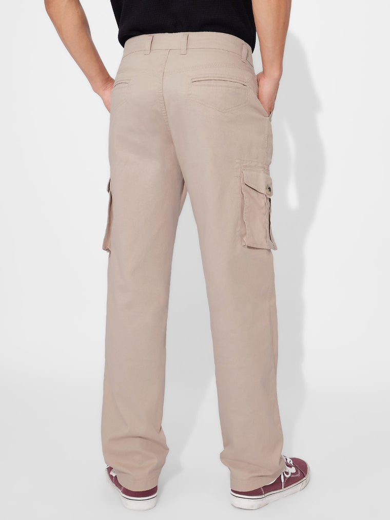 Solids: Sandy Brown Men Cargo Pants