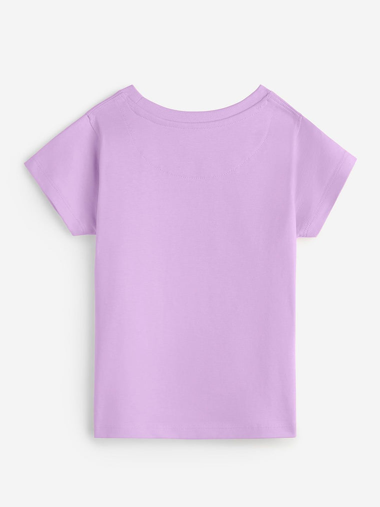 Solids: Lavender Girls Cotton T-Shirts (2-8 Yrs)