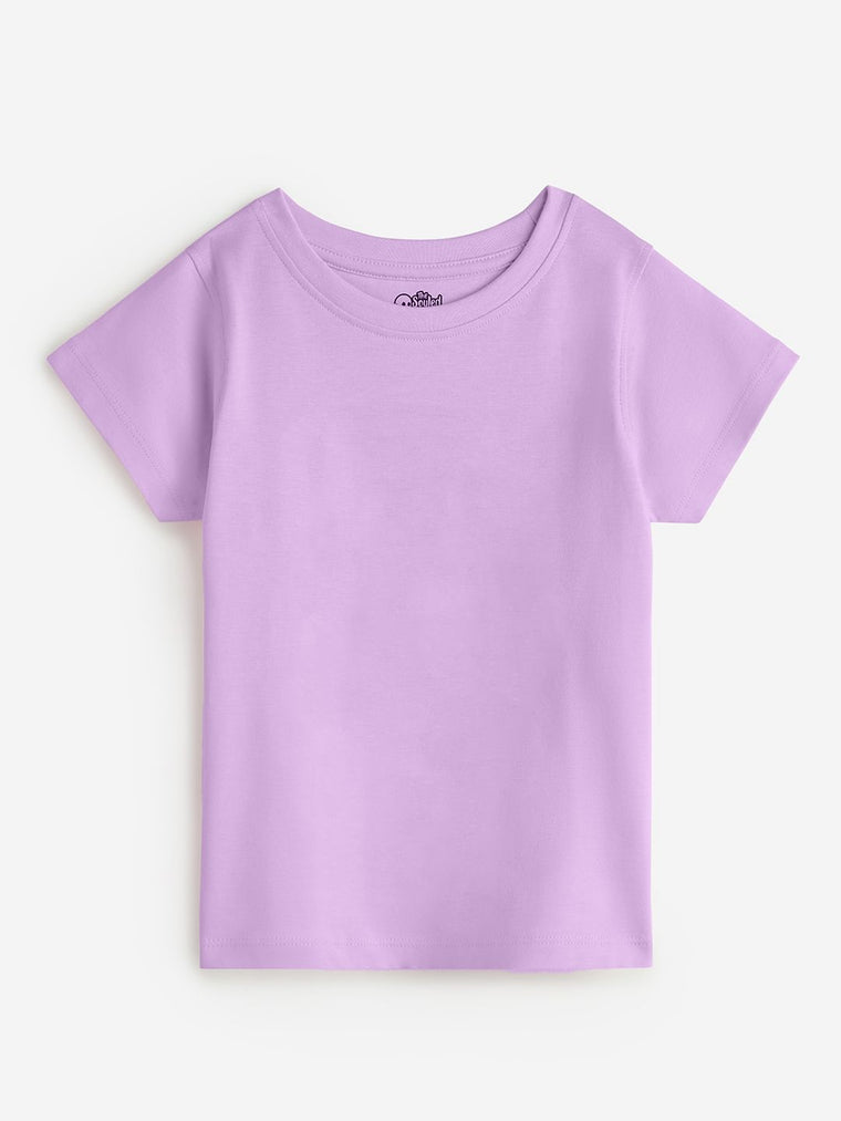 Solids: Lavender Girls Cotton T-Shirts (2-8 Yrs)