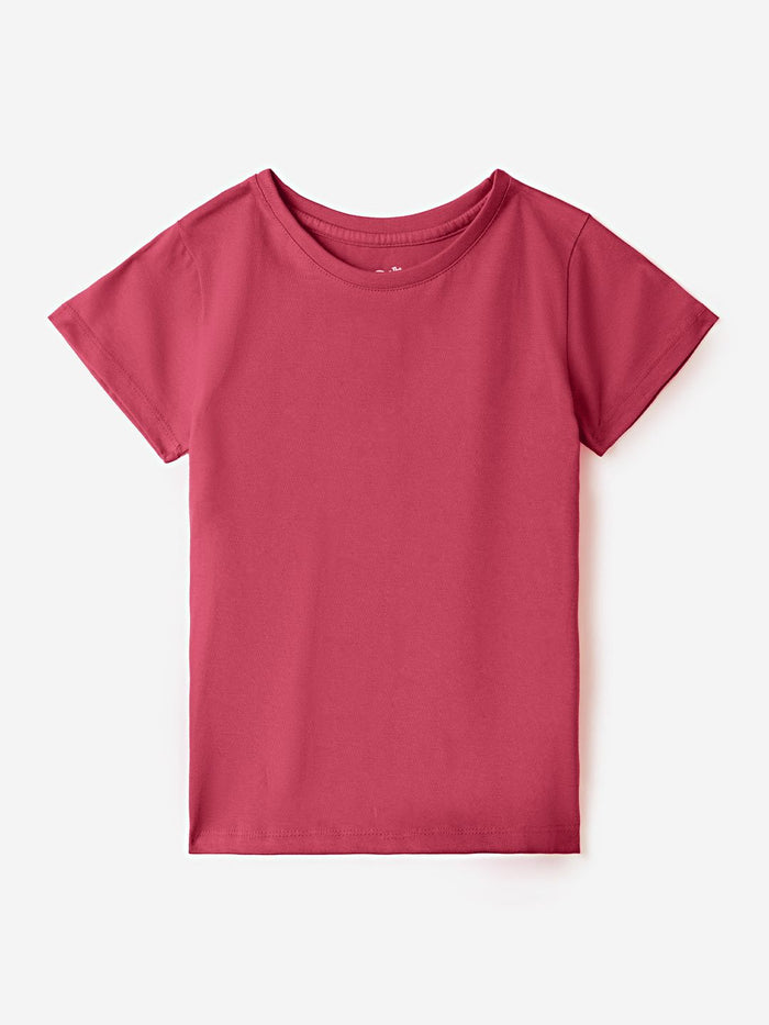 Solids: Rose Girls Cotton T-Shirts (2-8 Yrs)